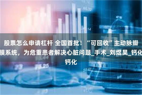 股票怎么申请杠杆 全国首批！“可回收”主动脉瓣膜系统，为危重患者解决心脏问题_手术_刘煜昊_钙化