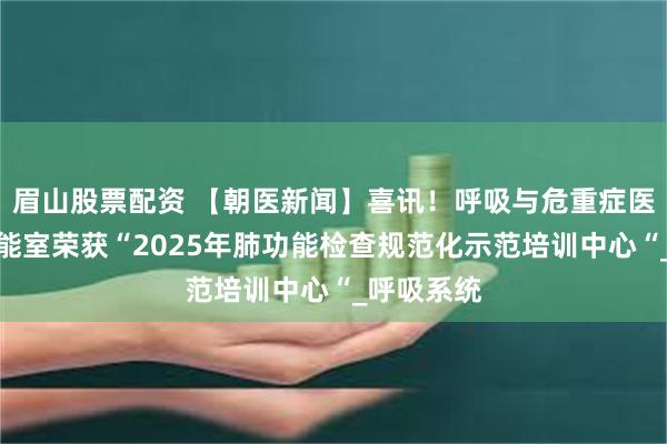 眉山股票配资 【朝医新闻】喜讯！呼吸与危重症医学科肺功能室荣获“2025年肺功能检查规范化示范培训中心“_呼吸系统