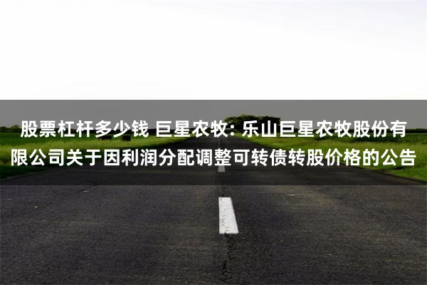 股票杠杆多少钱 巨星农牧: 乐山巨星农牧股份有限公司关于因利润分配调整可转债转股价格的公告