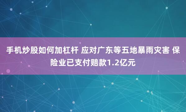 手机炒股如何加杠杆 应对广东等五地暴雨灾害 保险业已支付赔款1.2亿元